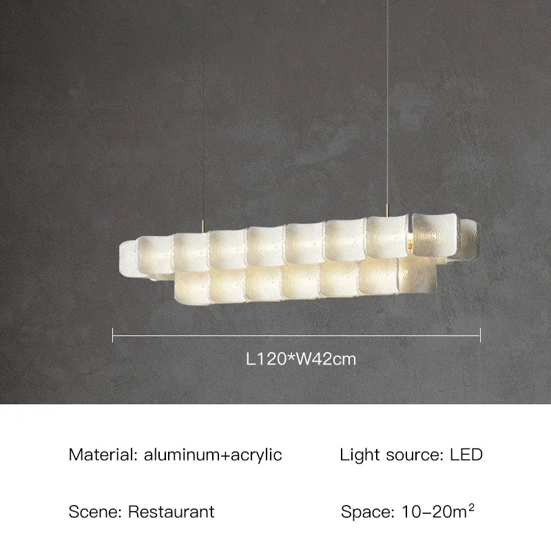 Nordic Wabi-Sabi Tiered Acrylic LED Pendant Light - White Minimalist Ceiling Chandelier Lamp Fixture for Dining Room, Kitchen Island & Lobby Decor