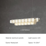 Nordic Wabi-Sabi Tiered Acrylic LED Pendant Light - White Minimalist Ceiling Chandelier Lamp Fixture for Dining Room, Kitchen Island & Lobby Decor