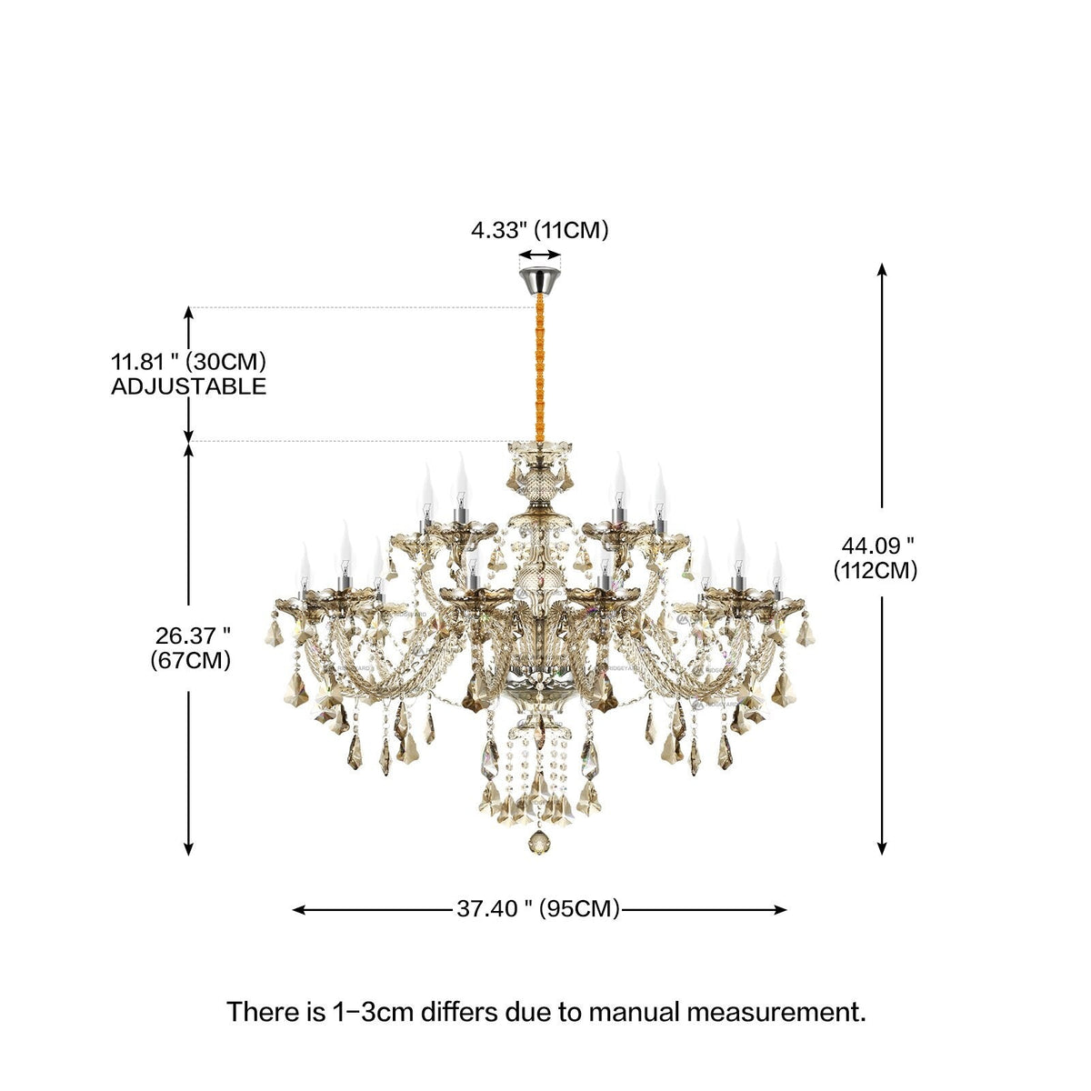 Luxurious K9 Crystal Chandelier 15-18 Arms Cognac/Transparent Ceiling Light For Living Room Home Hotel Apartment Decors
