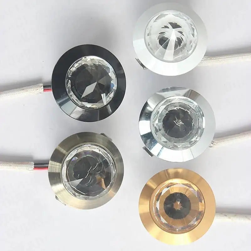 4pcs Mini LED Crystal Spotlights - Diamond Shape 3W Cabinet & Jewelry Light