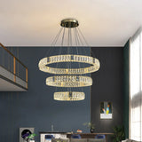 Nordic Luxury Ring K9 Crystal Chandelier Villa Living Dining Room Bedroom Ceiling LED Pendant Light Indoor Lighting Hanging Lamp