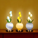 LED Night Light USB Rechargeable Desk Decor Lamp Simulation Bouquet Table Lamp Bedroom Bedside Atmosphere Light Ornaments