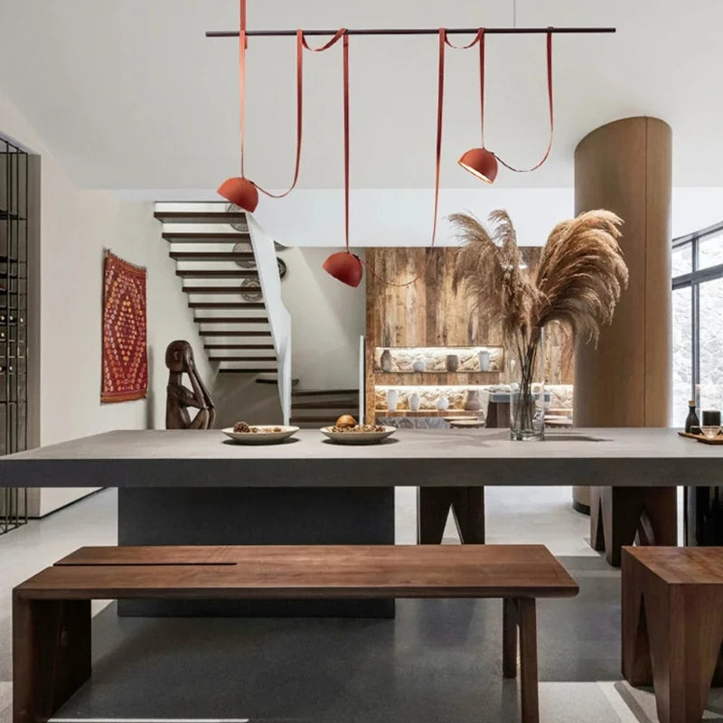 Italy Design Leather LED Pendant Lights Black Orange Lustre Villa Lobby Islands Hanging Lamps Home Decor Factory Outlet Lighting