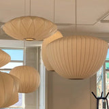 Japanese Wabi-Sabi White Silk E27 Pendant Light - Nordic Art Fabric Ceiling Chandelier Lamp Fixture for Living Room, Dining Room & Bedroom