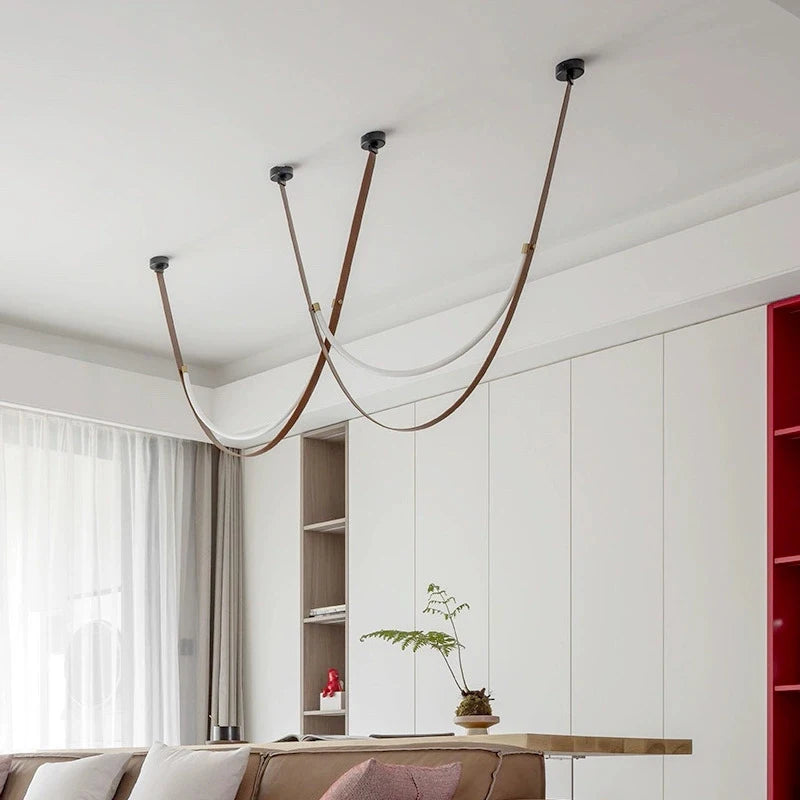 Nordic Modern Hanging Pendant Lamp Lustre Minimalist Line Design Led Light Home Decor Living Room Dining Hotel Salon Chandeliers