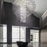 Luxury Large Staircase Led Chandelier Modern Stone Crystal Light Fixture Living Room Long Hallway Lobby Indoor Home Hanging Lamp