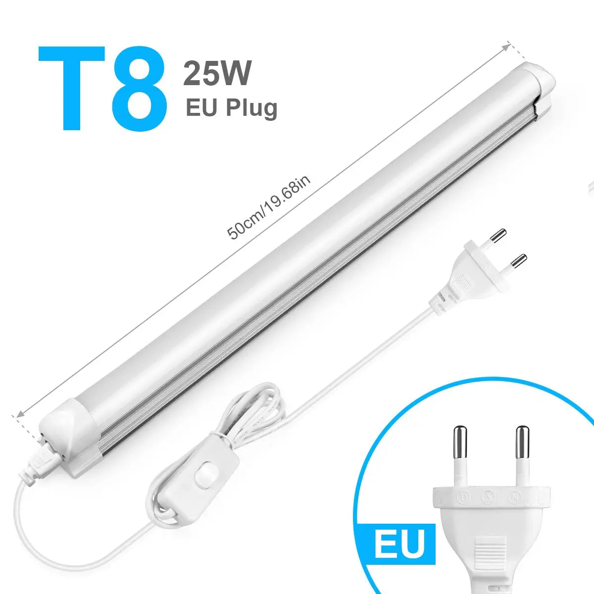 Plug-In 50cm T5/T8 Aluminum LED Light Tube (15W/25W) EU/US Plug - 110V/220V Ceiling & Under-Cabinet Lamp for Basement, Warehouse & Storage