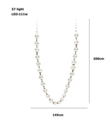 2026 Trendy Pearl Necklace Design LED Dimmable Chandelier Balls Staircase 6 m Long Suspension Luminaire Lampen For Living Room