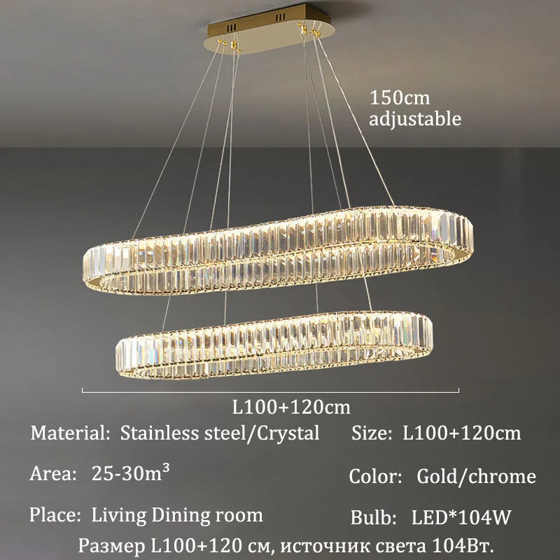 Modern Luxury Crystal Pendant Lights Home Dining Room Bar LED Lighting Lustre Decoration Indoor Ceiling Chandelier Lamp Fixtures