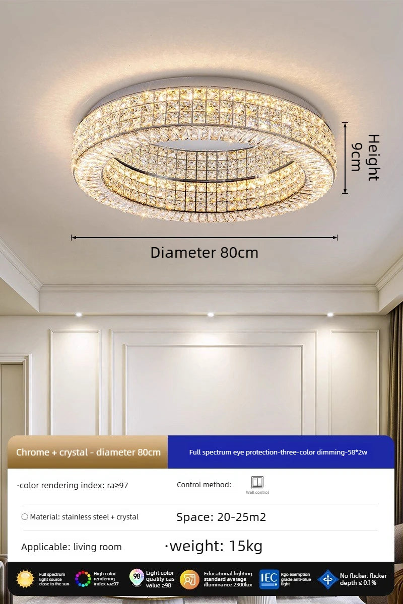 Modern Style Fixture Ceiling Light Luxury Round Crystal Chandelier Ceiling Light for Indoor Bedroom Home Lighting