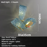 Postmodern Blue Glass LED Pendant Light Chandelier Hallway Bar Bedroom Living Room Restaurant Luxury Home Decor Lighting Fixture
