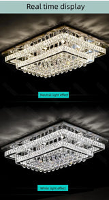 Modern Luxury Crystal LED Chandelier For Living Room Bedroom Dining Room Kitchen Ceiling Lamp Silver Chrome Remote Control Light