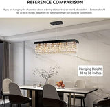 Rectangular Crystal Chandelier Industrial Rectangle Led Pendant Light Fixture for Kitchen Island Dining Room Black L 33.5" x