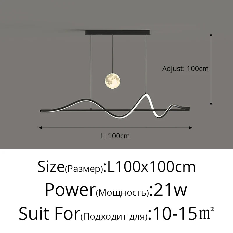 Modern Led Pendant Lights Chandelier For Dining Table Living Room Kitchen Bar Counter Creative Moon Hanging Lamp Home Decor Lamp