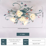 Romantic Rose Flower Ceiling Lamp Pastoral Style Glass Flower Ceiling Chandelier For Bedroom Living Room Art Attic LED Lighting