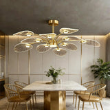 Nordic Luxury Lotus Ceiling Light Gold Acrylic Hanging Lustre for Dining Room Kitchen Island Home Decoration Lighting