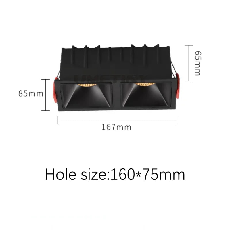 Recessed LED Ceiling Lamp 24W 10W Single/Double Head LED Spot lights COB Anti-Glare Downlight For Home Office Store Indoor