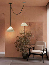Marble Umbrella Diy Iron Chain Led 2025 Chandelier Alabaster Lustre Suspension Luminaire Lampen For Corridor Entry Way