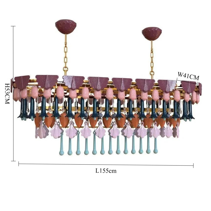 Vintage Ceramic Macaron Crystal Pendant Light LED Hanging Lamp for Bedroom Living Room Hotel Creative Glass Art Chandelier