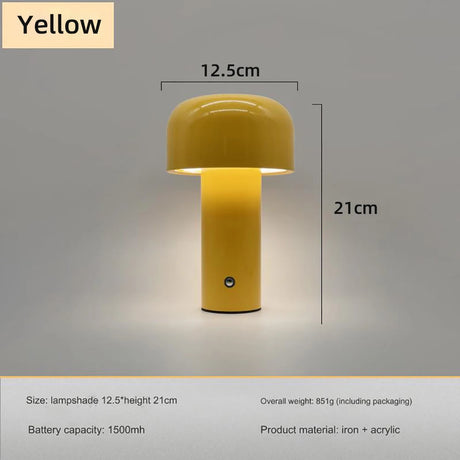 Mushroom Lamp Rechargeable Table Lamp LED Touch Desk Lamp 3 color Dimming for Cafe Restaurant Study Room Decoration Night Light