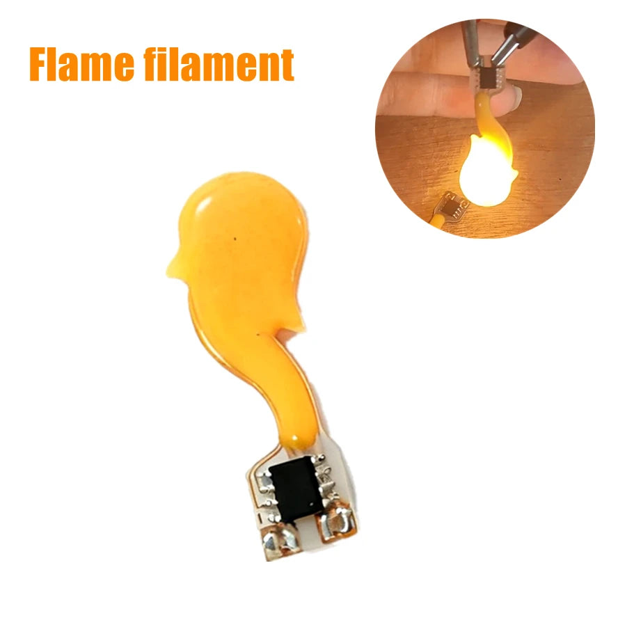 DC 3V–5V LED COB Flame Filament Diodes (1–100 PCS Wholesale) - Warm White 2200K Candle Flickering Light for DIY Christmas & Party Decor