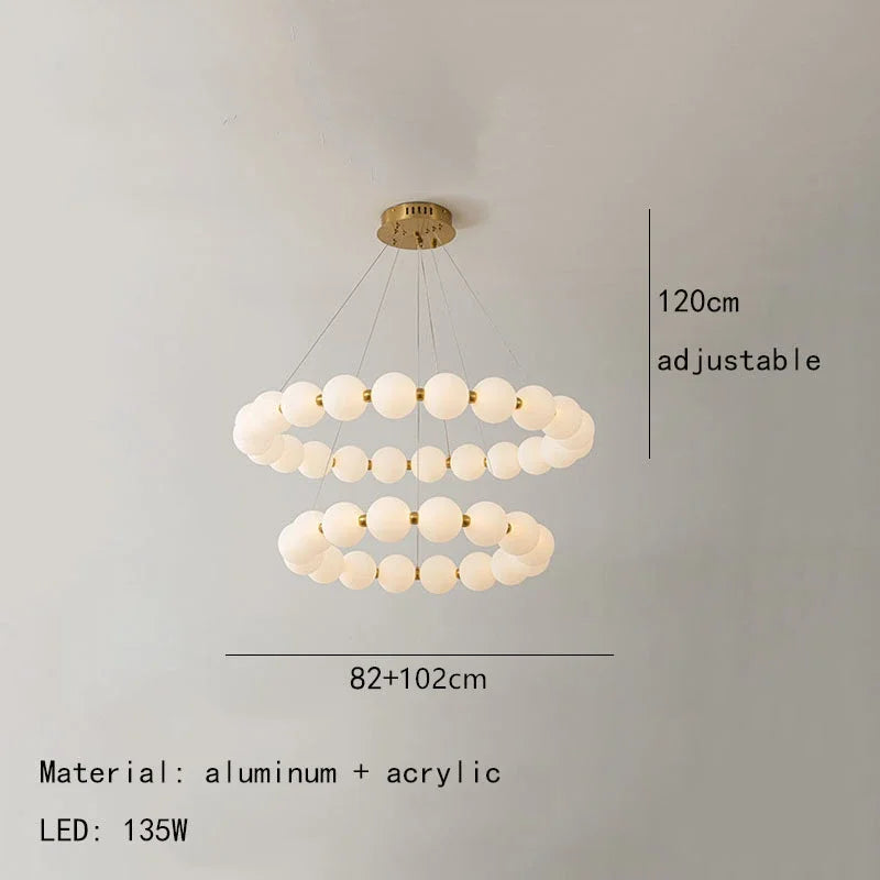 Modern Nordic Classic LED Pendant Lights Pearl Necklace Decoration Indoor Chandelier for Dining Living Room