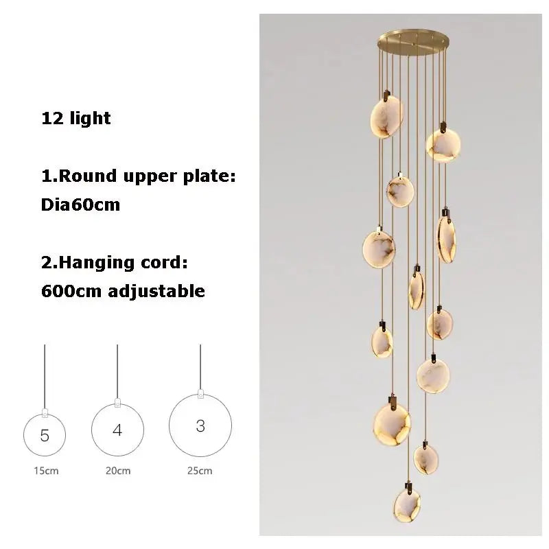 Nordic LED Marble Ceiling Chandelier Ceiling Lamps Pendant Lights for Attic Lobby Lighting Living Room Staircase  Home Decor