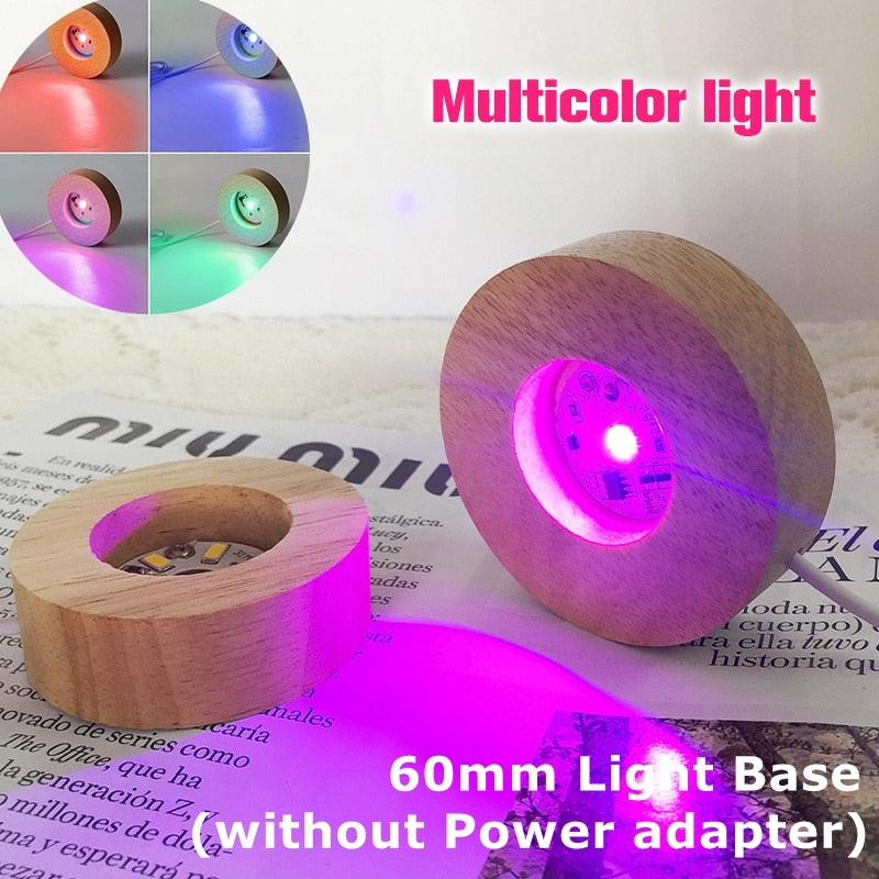 Rechargeable Remote Control Wooden LED Light Rotating Display Stand Lamp Holder Lamp Base Art Ornament New