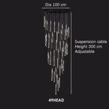 Modern Loft LED Chandelier K9 Crystal Chrome Duplex Stair Chandelier Living Room Hotel Ceiling Hanging Light Luxury Pendant Lamp