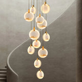 Nordic LED Marble Ceiling Chandelier Ceiling Lamps Pendant Lights for Attic Lobby Lighting Living Room Staircase  Home Decor