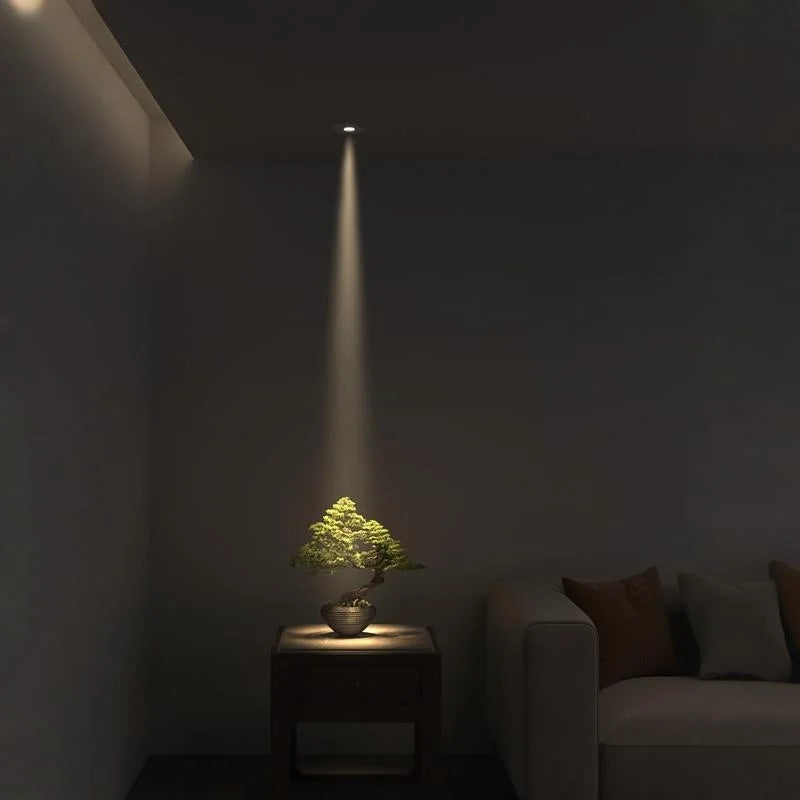 Recessed LED Down Light Dimmable Small Angle Anti-Glare COB Spotlights 7W Ceiling Lamp 3-8-15° Ambient Light AC85-265V Interior