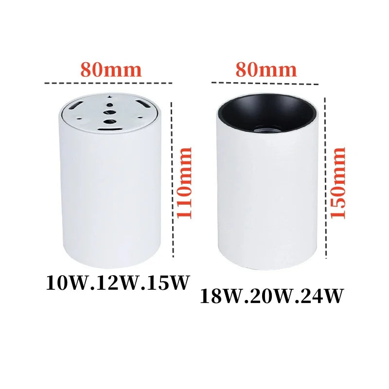 2025 New Surface Mounted Cylindrical LED Downlights Gold Reflector 24W 20W COB Led Ceiling Lamp Spot Lights AC85-260V Bulbs