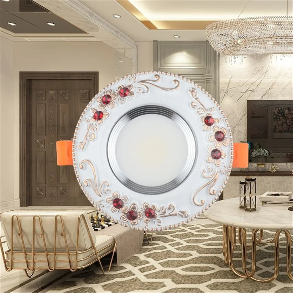French Diamond Resin Figure LED Recessed Downlight (3W 5W 7W 10W 220V) - Decorative Art Ceiling Spotlight for Hotel Foyer, Hallway & Home Decor