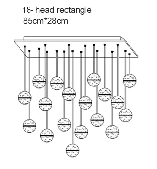 LED Villa Staircase Pendant Lights Long Cable Hanging crystal glass ball droplight for Restaurant Bar Indoor Decorative