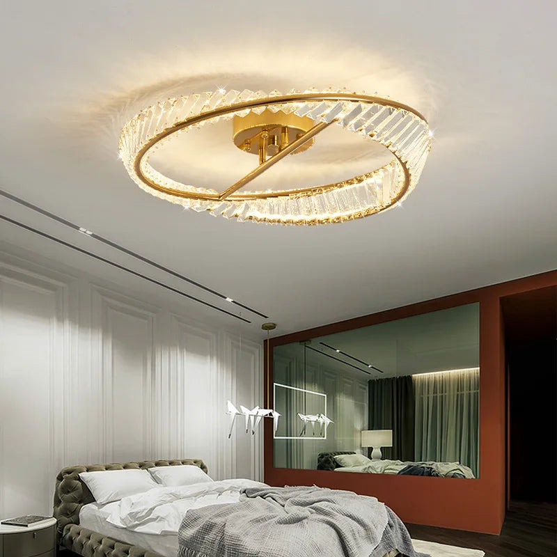 2024 Luxury Ceiling Lamps Modern Bedroom Crystal Led Chandelier Lamps Living Room Ceiling Lights Luster Indoor Lighting Fixtures
