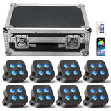 4-Pack/8-Pack 4x18W 6-in-1 RGBWA+UV Wireless Battery LED Par Light - App & DMX Controlled Stage Uplight for DJ, Party & Events