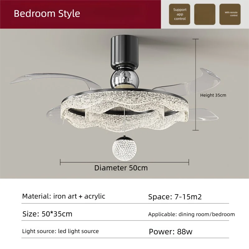 Fan Light 2026 New Living Room Light Luxury High end Italian Minimalist Restaurant Ceiling Fan Light Whole House Lighting Fixtures