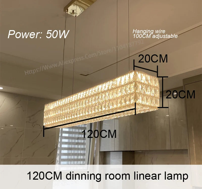 Round Crystal Chandelier Home Decoration Hanging Lamp Living Dinning Room Modern Crystal Pendant Light Kitchen Dimmable LED Lamp