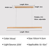 Nordic Long Wood Strip LED Pendant Light Dining Table Lamp Light Suspension Chandelier for Living Dining Room Lighting Fixture