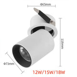LED ceiling-mounted adjustable downlight for home and commercial lighting. Foldable, rotates 90°, 355°. Ceiling-mounted