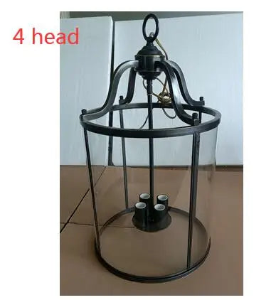 American Copper Glass Corridor Aisle Restaurant Bar Shop Cylinder Solder Birdcage Chandelier Lamp E14x3 pendant light home decors