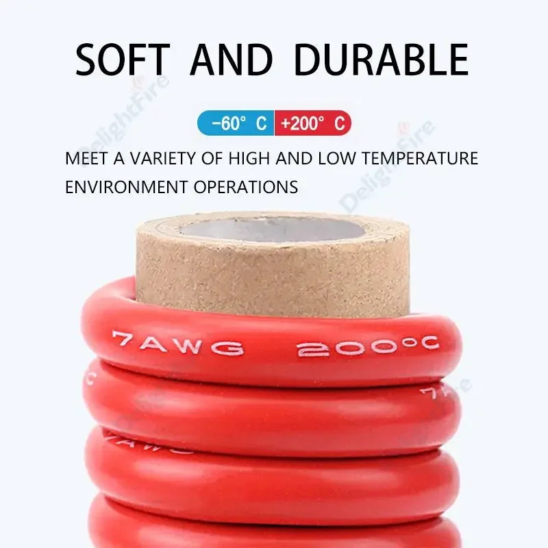 Electrical Wire Red Black Heat Resistant Silicone Cable 24 22 20 18 16 14 12 10 8 6 4 awg gauge for Car Auto Battery
