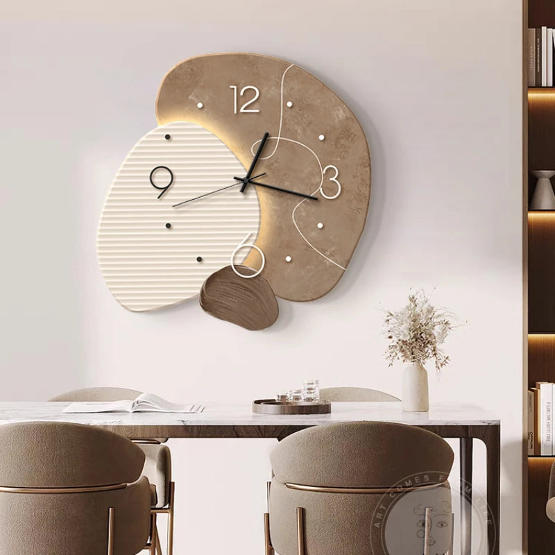 New wabi-Sabi restaurant clock wall clock Home quiet with led lights clock living room background wall decoration