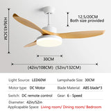 52Inch 3 ABS Blade DC 35W Pure Copper Motor Ceiling Fan With 60W LED Light Support Remote Control Strong winds Electric fans