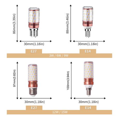 8pcs Led Lamp Bulb E14 220V Led Candle Light Bulb E27 Corn Lamp 3W 6W 9W 12W 15W Bombilla Chandelier Lighting