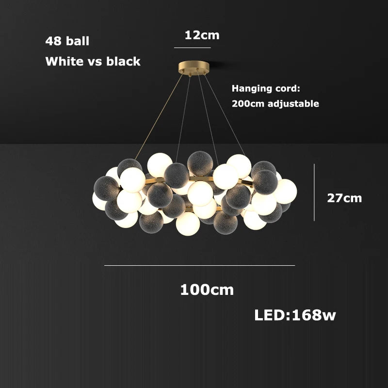 2026 Modern Glass Bubble Chandelier - Dimmable Art Deco Hanging Lamp