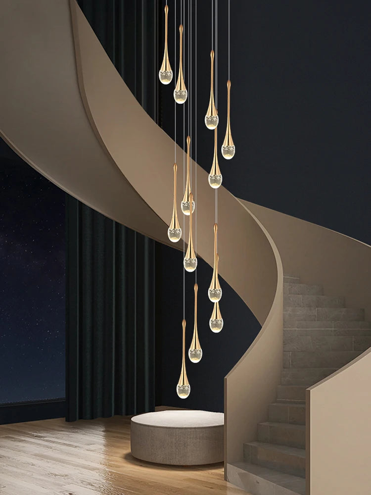 Crystal Chandelier Modern Villa Living Room Chandelier Hanging Lamp LED Crystal Lamp Exhibition Hall Staircase Pendant Lamp