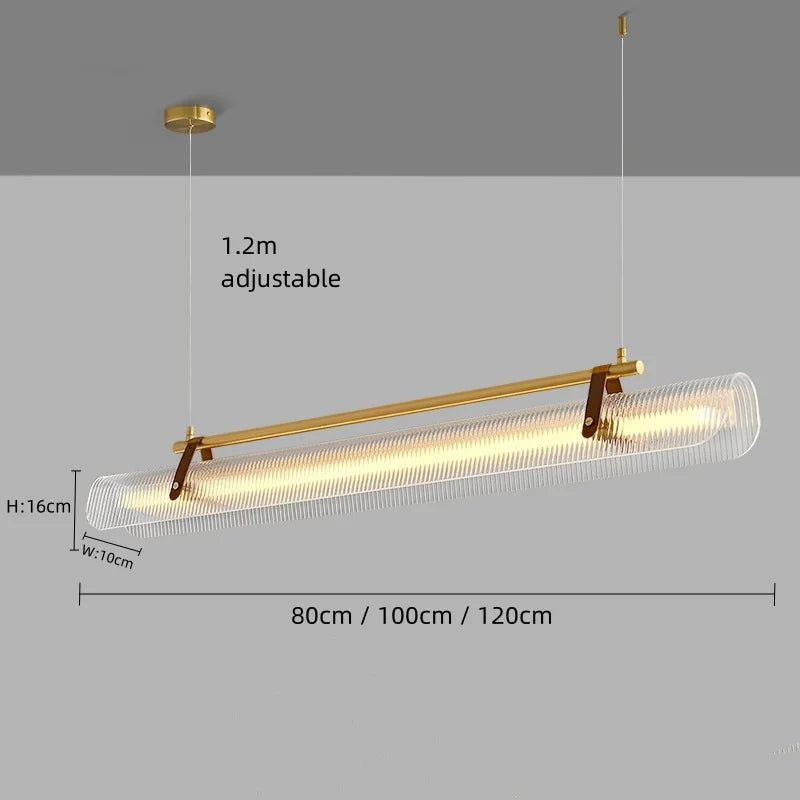 Nordic Modern Minimalist Acrylic Strip Pendant Light Dining Room Study Exhibition Hall Bar Counter Hanging Lamp Lighting Fixture
