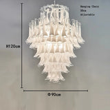 Cloudy White Glass Flower Petal Vintage Chandelier Italy Design Lighting Fixture LED Remote Dimmable Available Living Room Deco