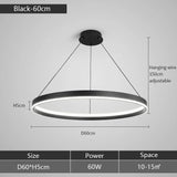 Modern Minimalism Round Ring Led Chandeliers Lighting Living Room Office Lustre Pendant Lights Home Decor Bedroom Hanging Lamps